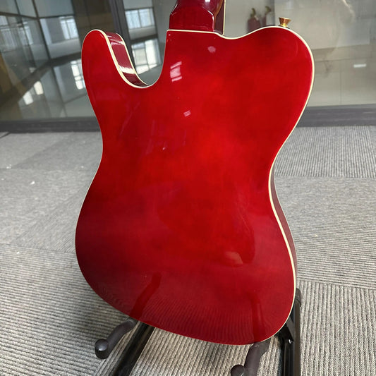 F-Shaped Soundhole Red Electric Guitar Semi-Hollow Body Rosewood Fingerboard 22 Fret Positions 6 Strings Christmas Gifts American Warehouse Free Shipping