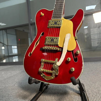 F-Shaped Soundhole Red Electric Guitar Semi-Hollow Body Rosewood Fingerboard 22 Fret Positions 6 Strings Christmas Gifts American Warehouse Free Shipping
