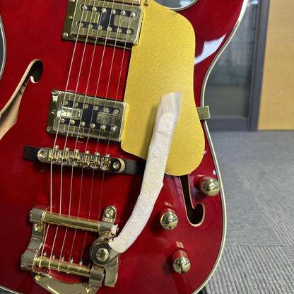 F-Shaped Soundhole Red Electric Guitar Semi-Hollow Body Rosewood Fingerboard 22 Fret Positions 6 Strings Christmas Gifts American Warehouse Free Shipping