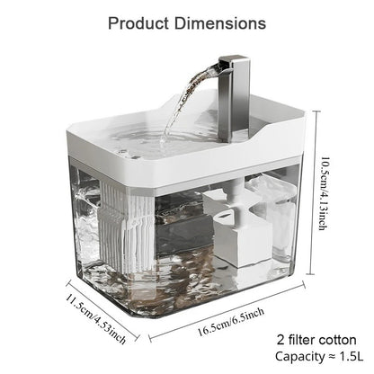 1.5L Automatic Circulating Pet Water Fountain Ultra-Quiet USB-Powered No-Wet Mouth Dispenser for Indoor Cats Dogs Pet Supplies