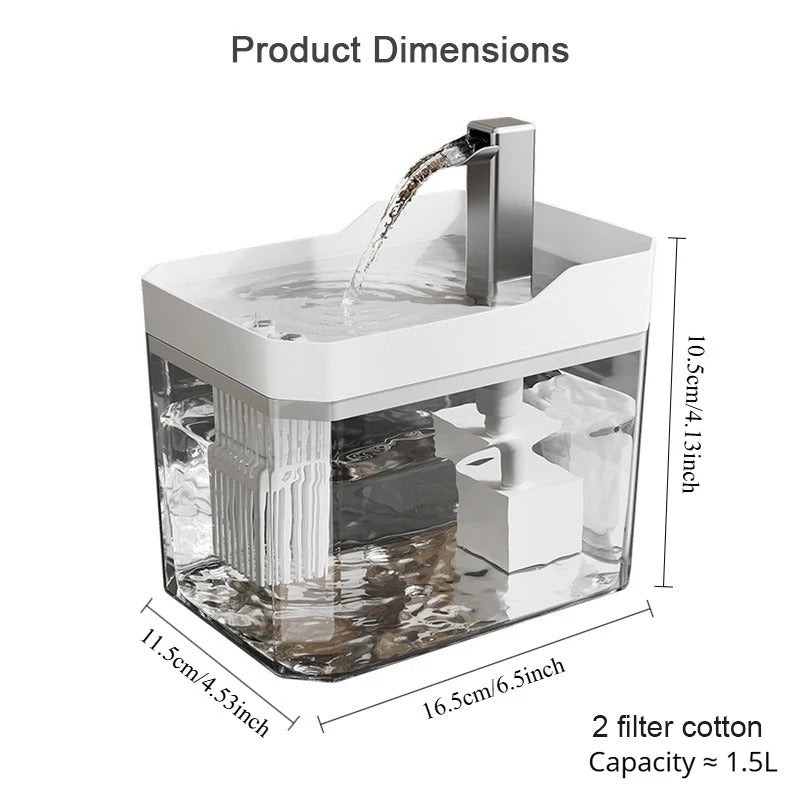 1.5L Automatic Circulating Pet Water Fountain Ultra-Quiet USB-Powered No-Wet Mouth Dispenser for Indoor Cats Dogs Pet Supplies